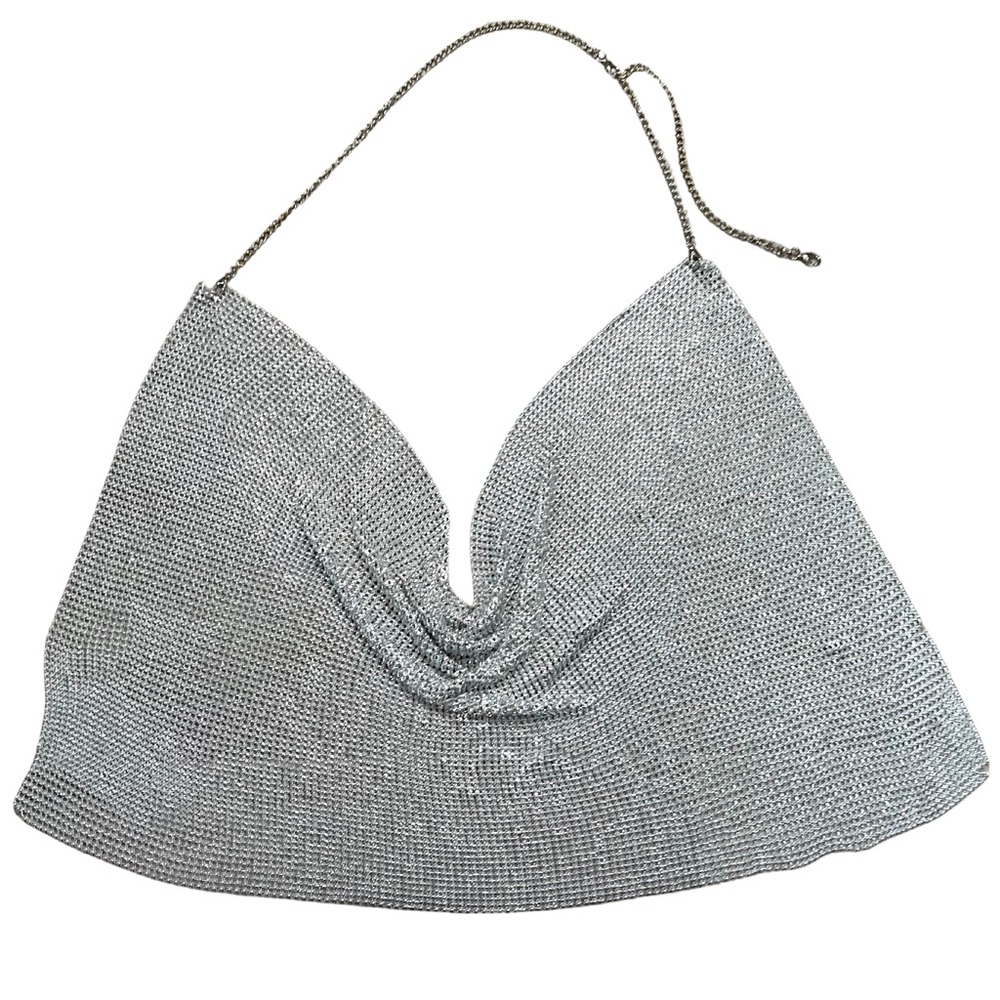 Y2K Silver Mesh Chainmail Halter Top | Sparkly Party Club Vintage 2000s